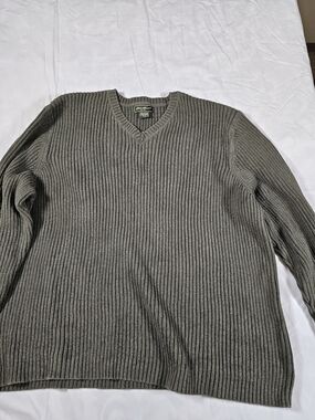 Eddie Bauer Men's Ribbed V-Neck Sweater - Olive Green 2XL